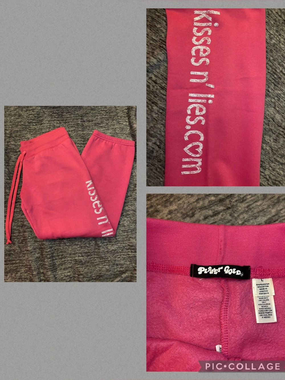 Planet and Gold Pink Crop Sweatpants Large